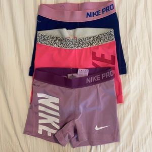 Three Nike pro shorts!